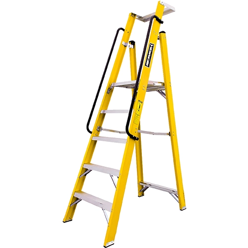 ESCALERA FIBRA TIPO PLATAFORMA 10 PASOS 136KG ALT PLAT 2.86 FTP136-10IA AMERICAN BULL